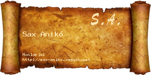 Sax Anikó névjegykártya